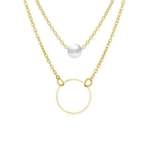 2/$21 Ladies Circle Pearl Layered Necklace - Picture 4 of 6
